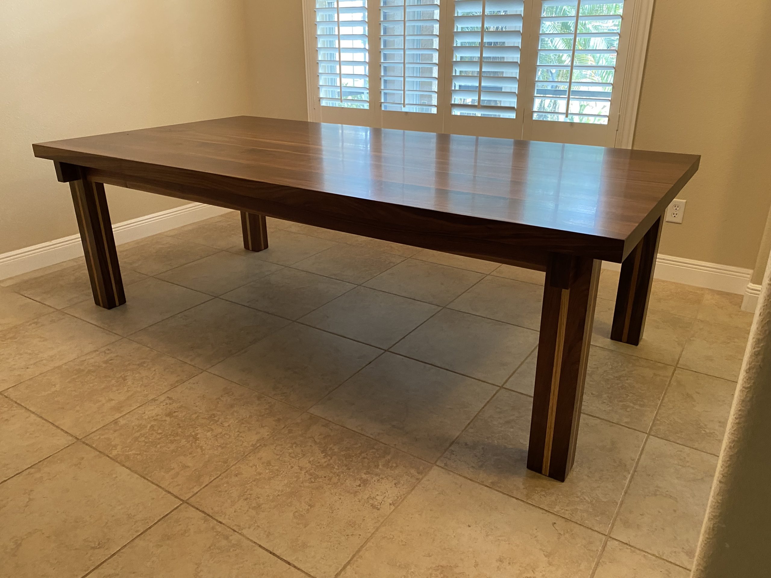 Black Walnut Dining Table with Accent Legs | Fama Creations