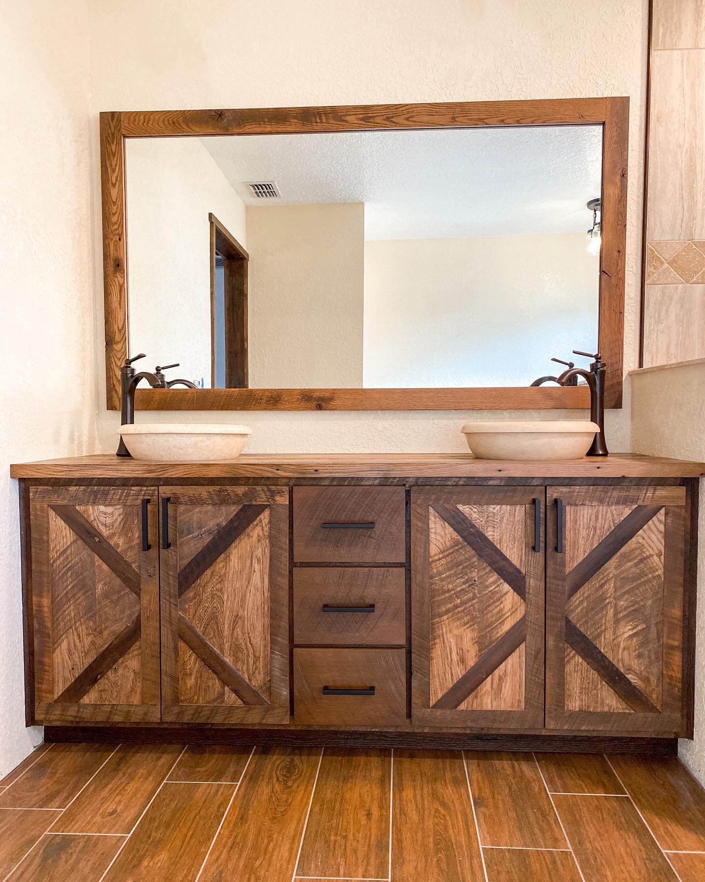 Reclaimed Wood Vanity and Mirror Frame | Fama Creations